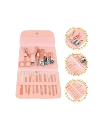 16-in-1 Professional Manicure Pedicure Grooming Kit – Nail Clippers, Scissors, Tweezers & Tools in Elegant Travel Case