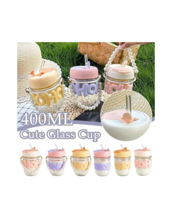 OHO Drinking Cup with Sleeve and Pearl Bracelet Glass Cup