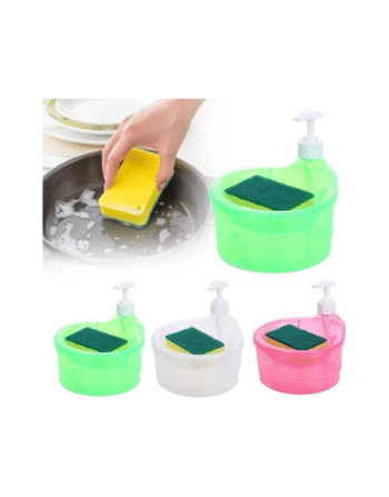 2-in-1 Dish Soap Dispenser and Sponge Holder Kitchen Accessory for Dishwashing Liquid Soap, Includes Free Sponge - Soap Pump Dispenser
