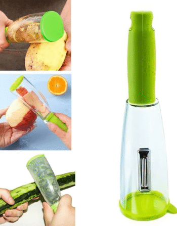 Smart Vegetable Peeler with Container, Fruit Peeler with Container, Smart Stainless Steel Blade Peeler with ABS Container