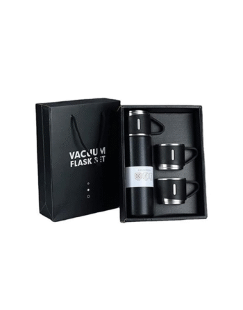 Vacuum Flask Set with 2 Cups, Insulated Double Wall Stainless Steel 500ml Tea Coffee Thermal Flask with 3 Cups, Hot and Cold Bottle, Corporate Gifts (Random Colour)