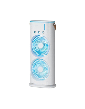 Portable Double Spray Fan – Hydrating Mist & Cool Air Combo