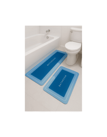 Bathroom Floor Mat Set Of 2 – Waterproof Anti-Slip Soft Floor Mats for Bath, Shower, Toilet & Sink Area