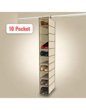 10 Pocket Multipurpose Hanger, Space-Saving Wall-Mounted Organizer with Clear Drawer Shelves for Closet & Wardrobe