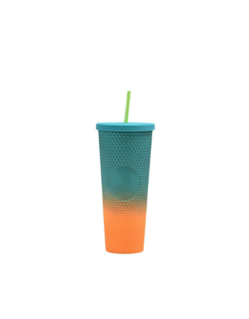 700 ml Gradient Plastic Cup Creative Cup with Straw Double-Layer Cup - Matte (Random Colors)