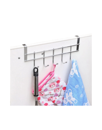 5 Hook Stainless Steel Cabinet Kitchen Organiser, Wall Hook Hanger for Hanging Clothes, Jeans, Umbrellas, Jackets, Scarfs, Bags, Keys, Towel in Room, Kitchen, Bathroom