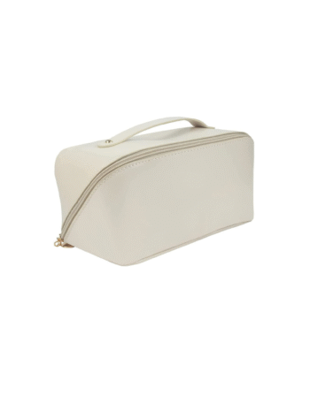 Large Capacity Travel Cosmetic Bag with Compartment Waterproof Leather Makeup Bag