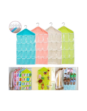 16 Pocket Hanging Organiser (Premium Quality), Wardrobe Wall Hanging Storage Organiser Bag for Socks Undergarments Cupboard, Belt, Ties, Lingerie, Clothes Organiser, Closet Wardrobe Organiser