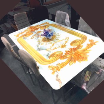 Dining Table with 6 Chair with Teflon glass