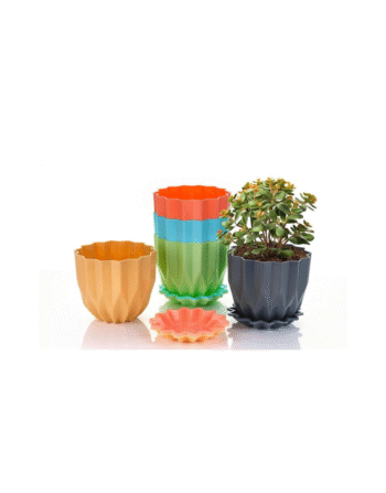 Crystal Flower Pot With Drain Plate (Set Of 5)