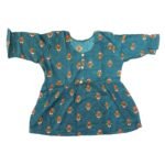 Cotton Short Top With Turquosh Green Floral Pattern | XXL