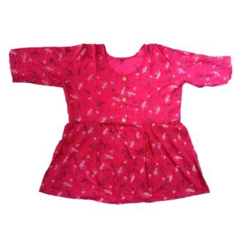 Cotton Short Top With Pink Colour Floral Pattern | 44Size
