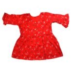 Cotton Short Top With Bright Red colour Floral Pattern | XXL