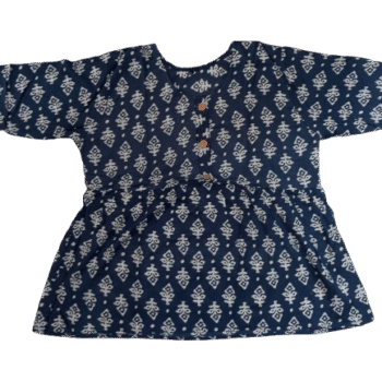 Cotton Short Top Blue and White Colour Floral Pattern