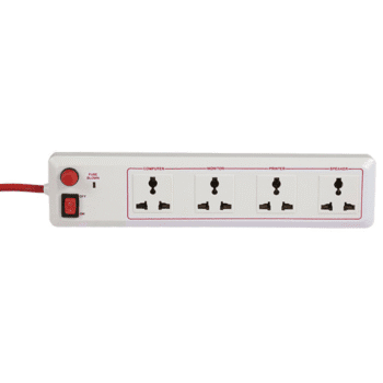 Power Line Red 4-Way Extension Board | Surya